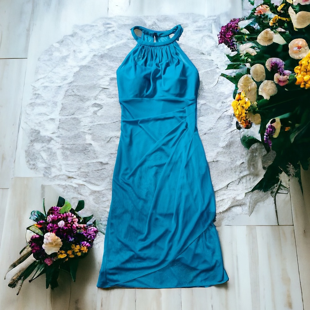 Davids Bridal Malibu Blue Sleeveless Dress Size 0